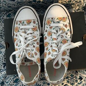 Converse Sunflower Print White Sneakers